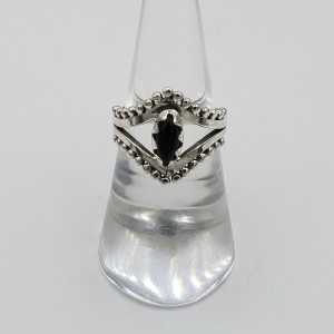 Silver boho ring with black Onyx