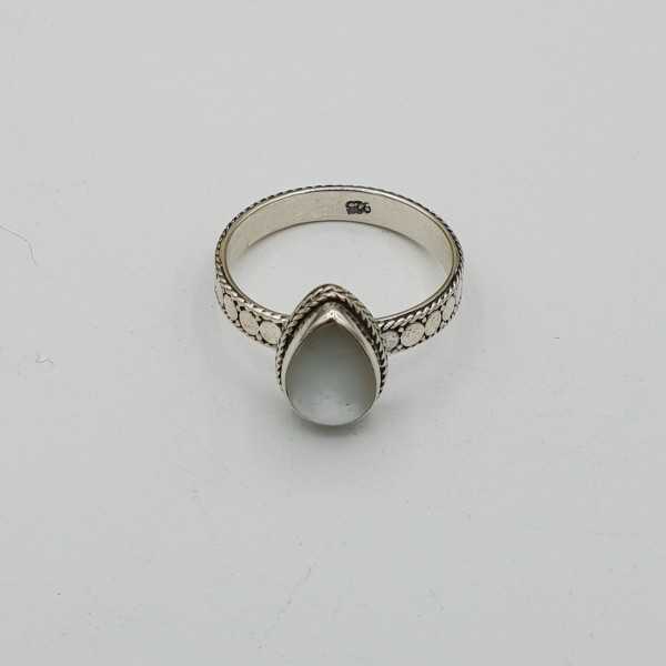 Silber ring set mit ovalen mother-of-Pearl