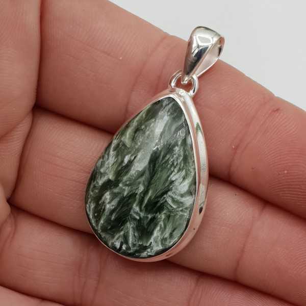 Silver edelsteenhanger with teardrop cabochon cut Seraphiniet