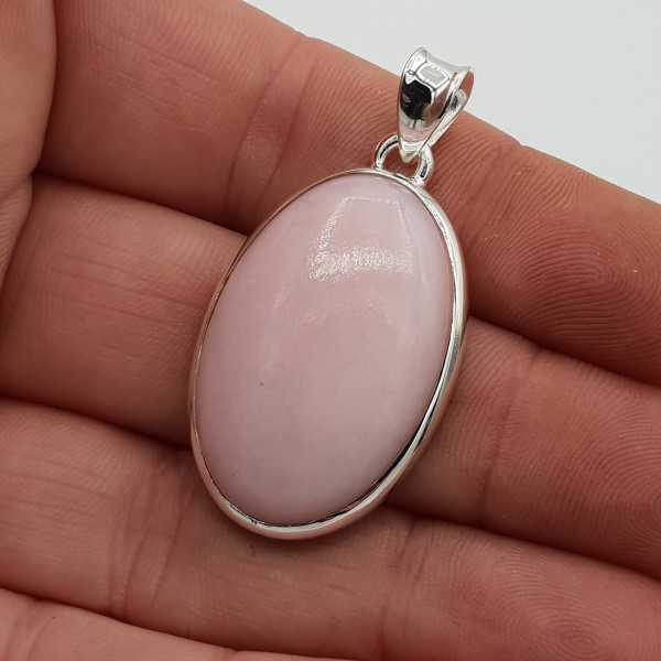 Silber Anhänger set mit ovalen cabochon pink Opal