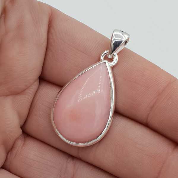 Silber Anhänger set mit ovalen cabochon pink Opal