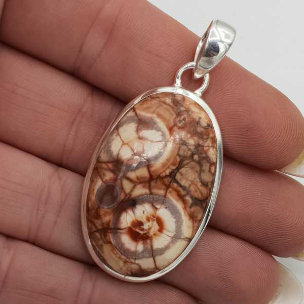 Silver pendant set with Birds Eye (Bird's eye) Jasper