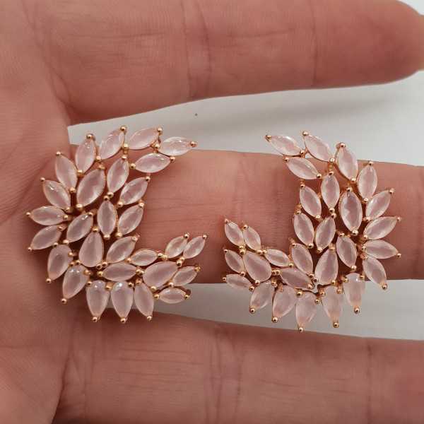 Rosé gold-Ohrringe-set mit marquise facet cut rose quartz