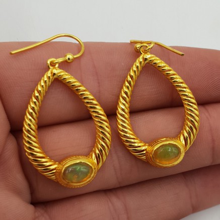 Gilded earrings with Ethiopian opal