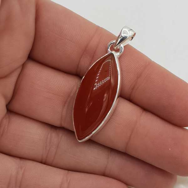 Silber Anhänger, cabochon marquise cut Karneol