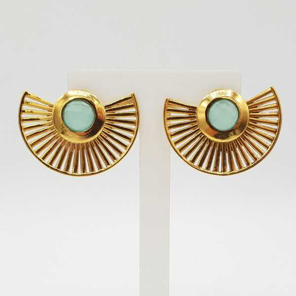 Gold-plated waairer drop earrings with aqua Chalcedony
