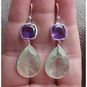 Silver earrings set with Amethyst and Amethyst