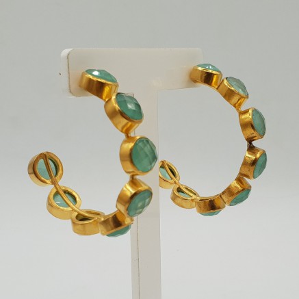 Vergoldete creole mit aqua Chalcedon