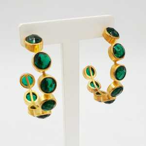 Gold-plated creole with Emerald green quartz