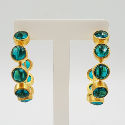 Gold-plated creole with Apatite and quartz