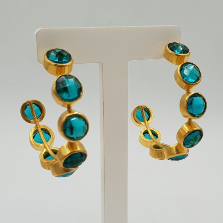 Gold-plated creole with Apatite and quartz