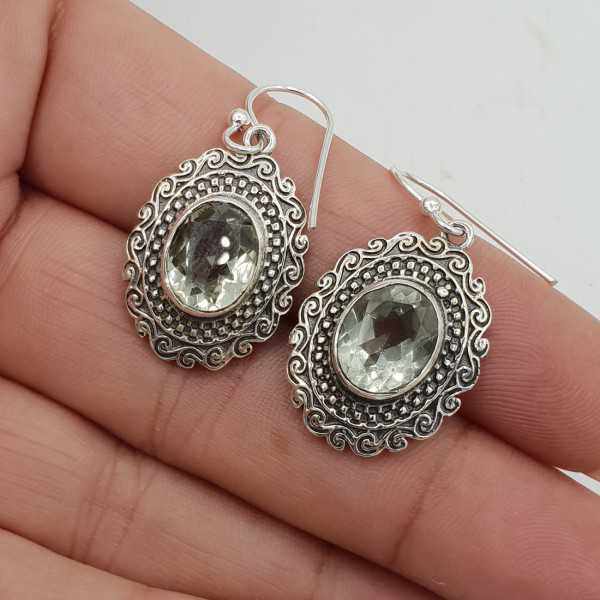 925 Sterling silver earring with green Amethyst in any setting