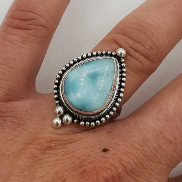 925 Sterling Silber ring mit Larimar-16,5 mm