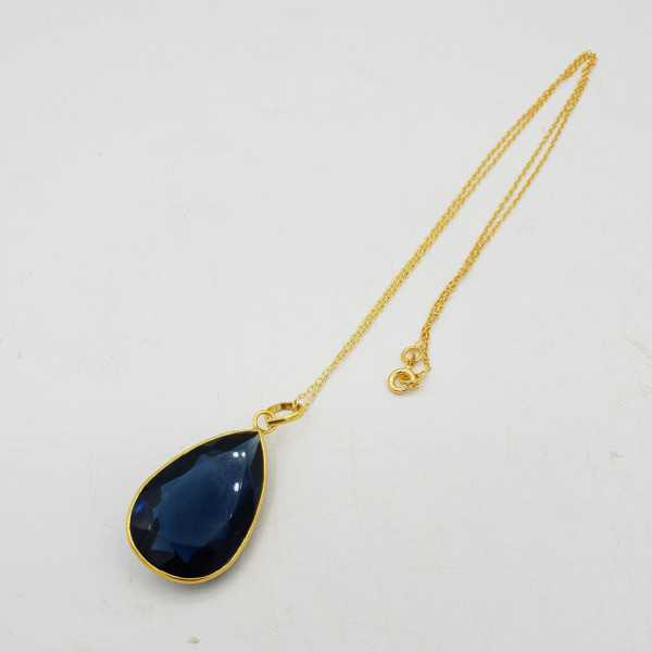 Gold-plated necklace with a Ioliet blue quartz pendant