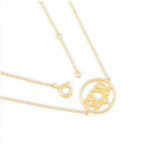 Gold-plated choker necklace with lotus pendant