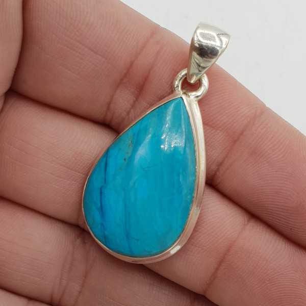 Silver pendant made with teardrop Peruvian Opal