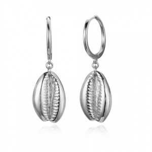 925 Sterling silver-creoles with a Cowrie shell pendant