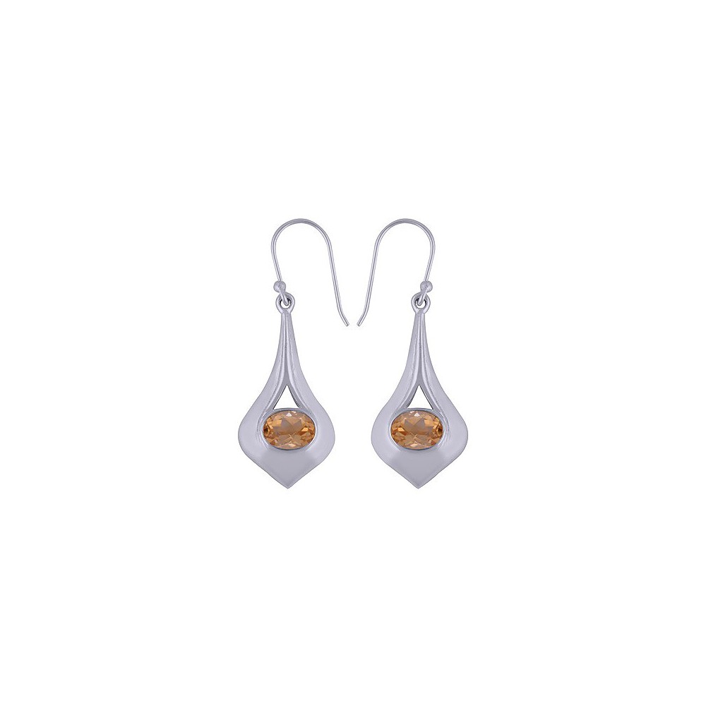 925 Sterling silver earrings with cross -bodies oval citrine