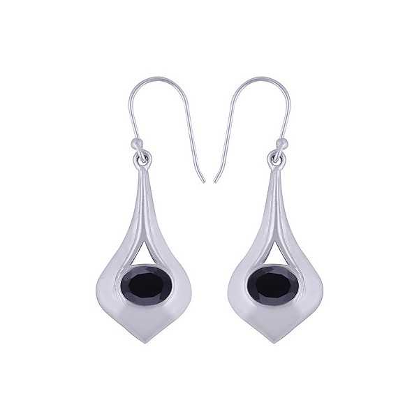 925 sterling Silber Ohrringe mit einer traverse ovalen schwarzen Onyx.