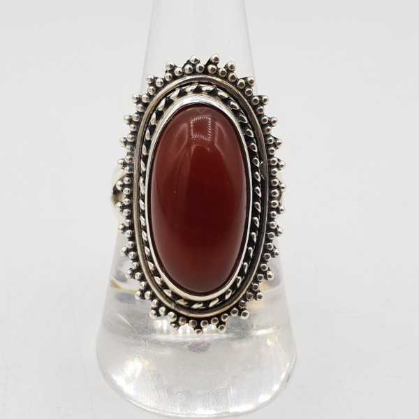 925 Sterling silver ring with oval Carnelian 18.5 mm