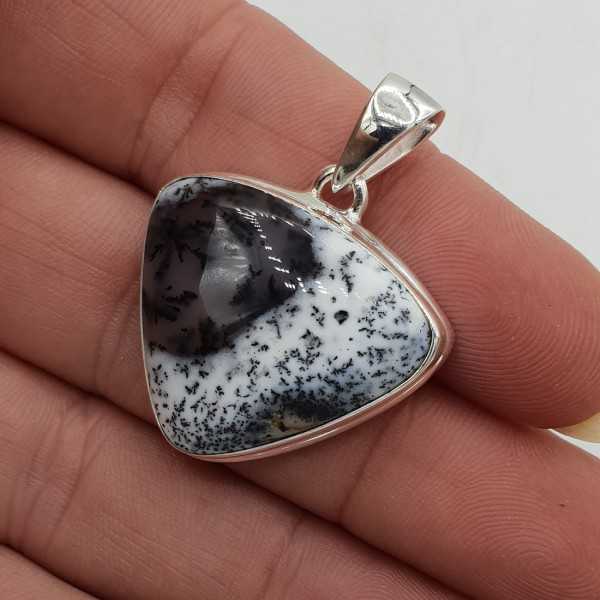 925 Sterling silver pendant with a triangle-shaped Dendrite Opal