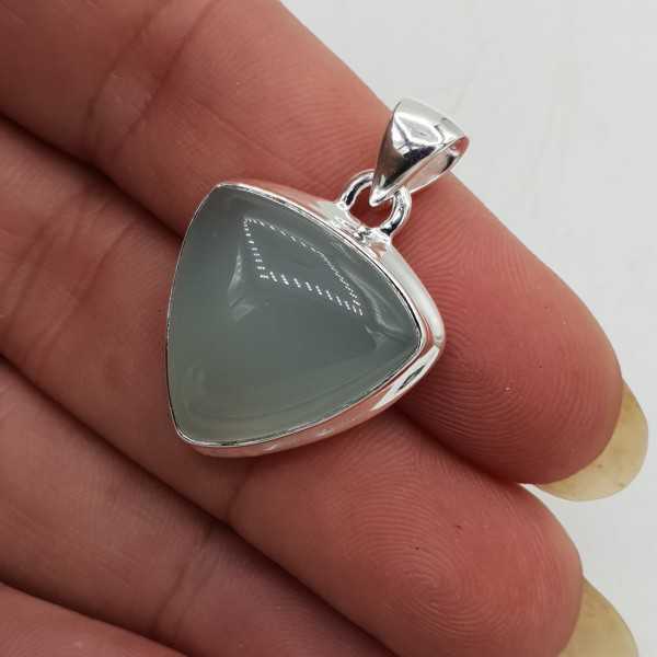 925 Sterling zilveren hanger driehoekige aqua Chalcedoon