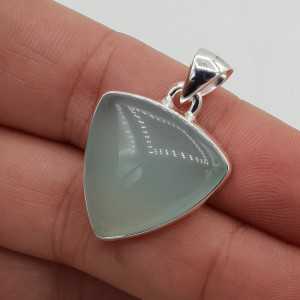 925 Sterling silver pendant with a triangle shaped aqua Chalcedony