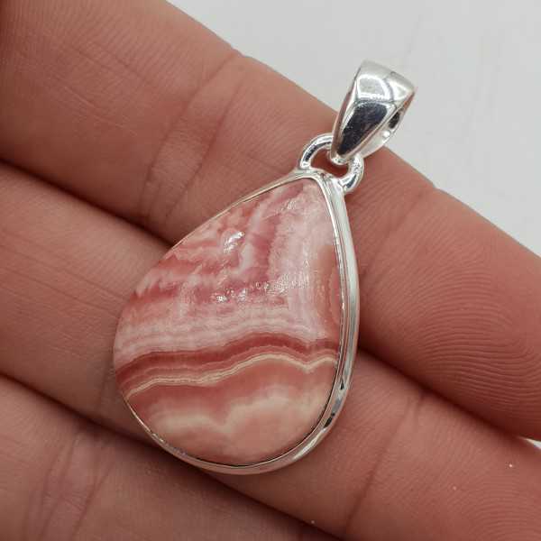 925 Sterling silver pendant teardrop shaped Rhodochrosite