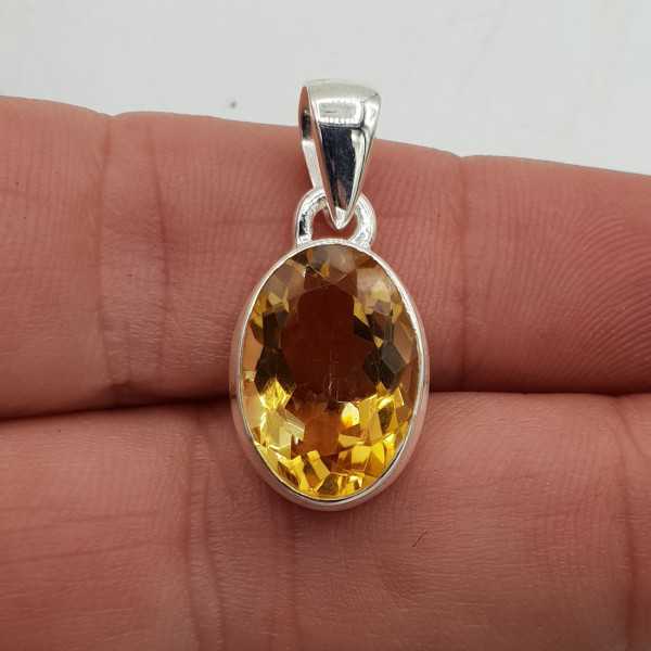 925 Sterling silver pendant with oval Citrine