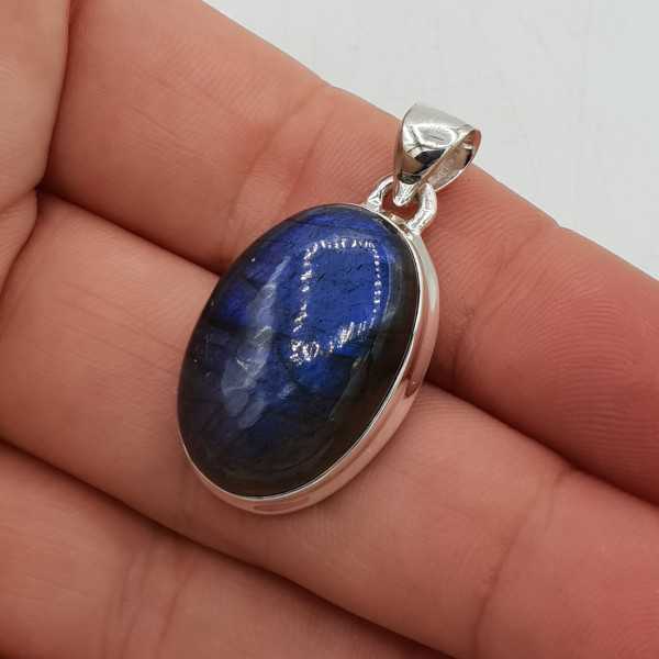 925 Sterling silver heart pendant oval shaped Labradorite