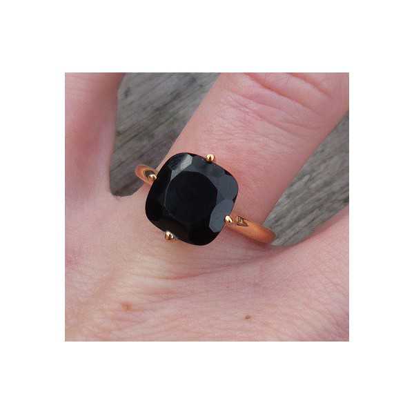 Gold plated ring with square Onyx size 17.3 mm 