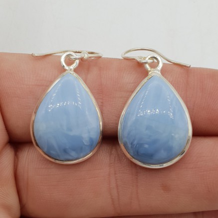 925 Sterling silver earrings drop -shaped blue opal