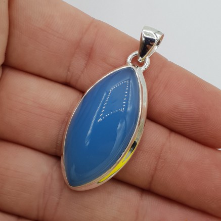 925 Sterling Silver Pendant with Marquise Chalcedone