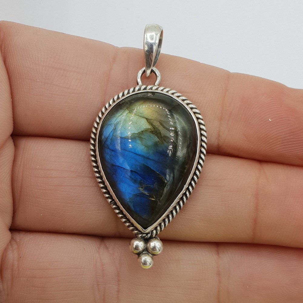 Silberanhänger Drop -Shaped Cabochon Labradorite