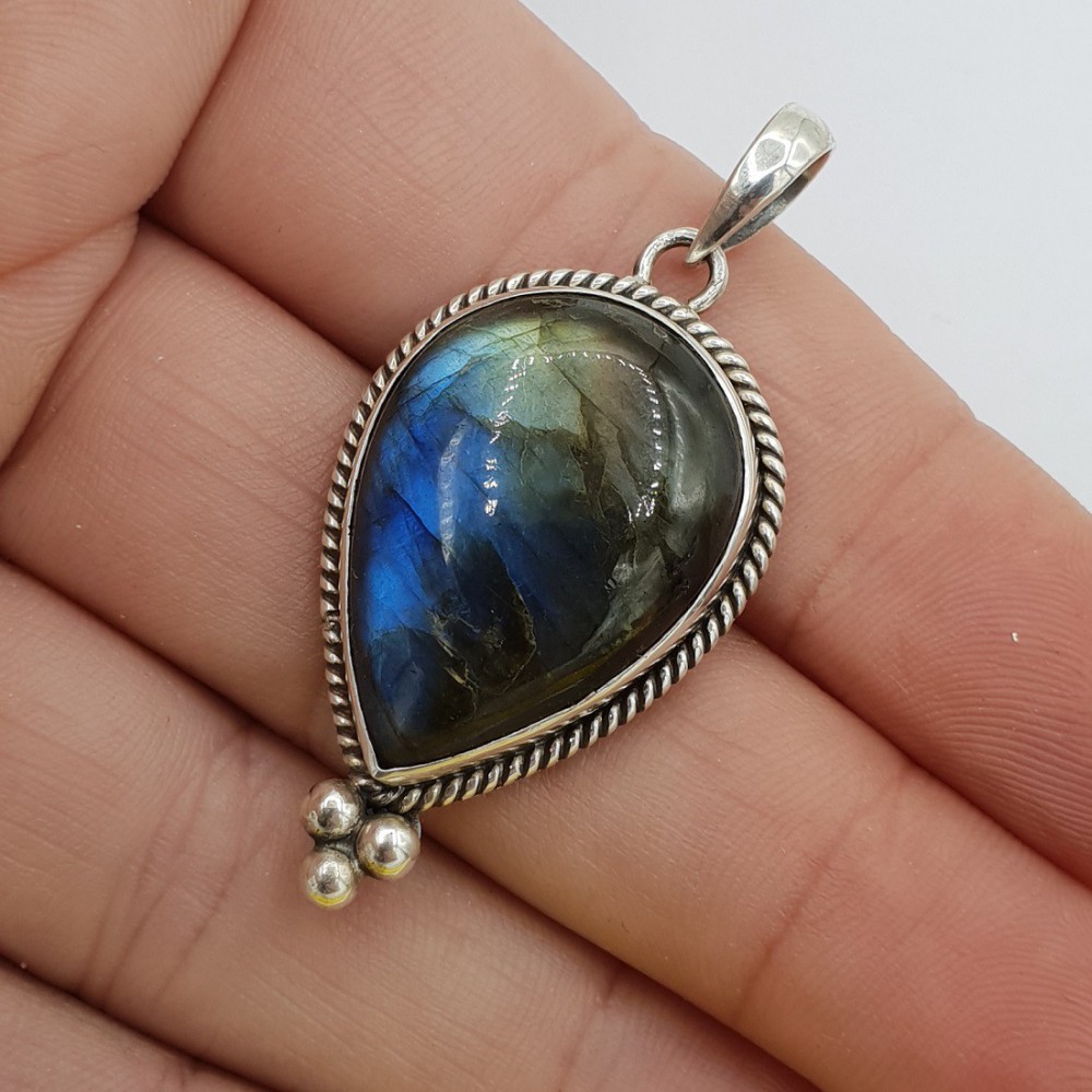 Silberanhänger Drop -Shaped Cabochon Labradorite