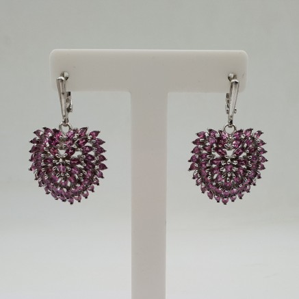 925 Sterling silver earrings put heart with Rhodolite grenade