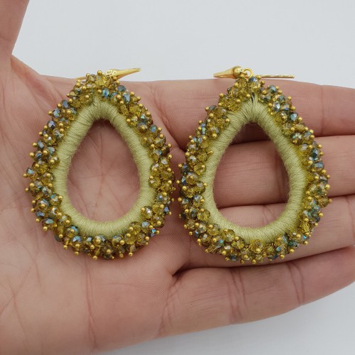 Gilded glassberry earrings green