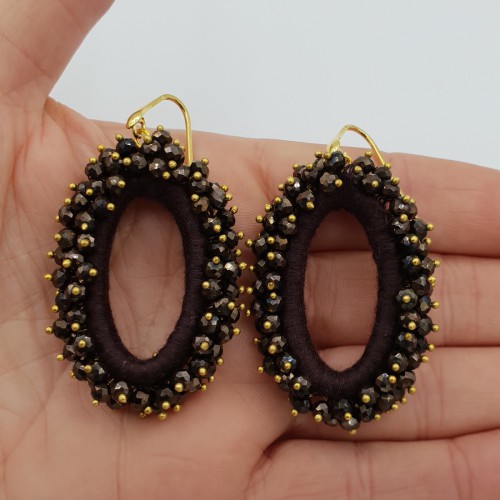 Gilded glassberry earrings oval chocolate brown