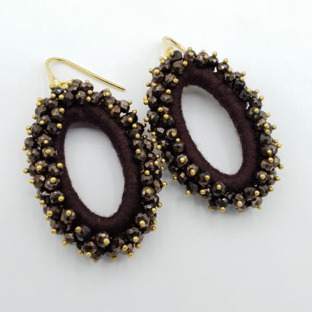 Gilded glassberry earrings oval chocolate brown