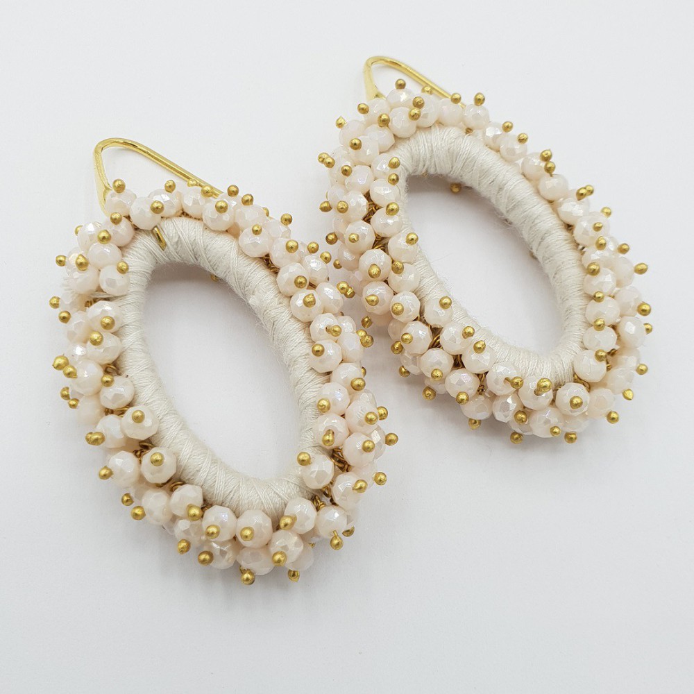 Gilt glassberry earrings oval ivory