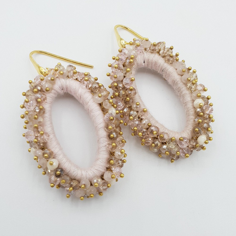 Gilded glassberry earrings oval pink