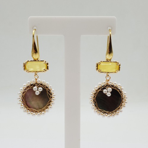 Gilded earrings with mother...