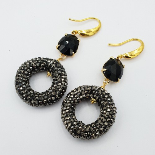 Gilded earrings with black...