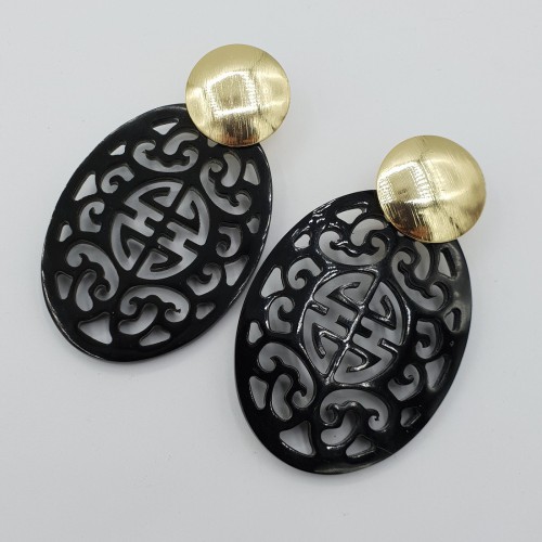 Gilded earrings with oval...