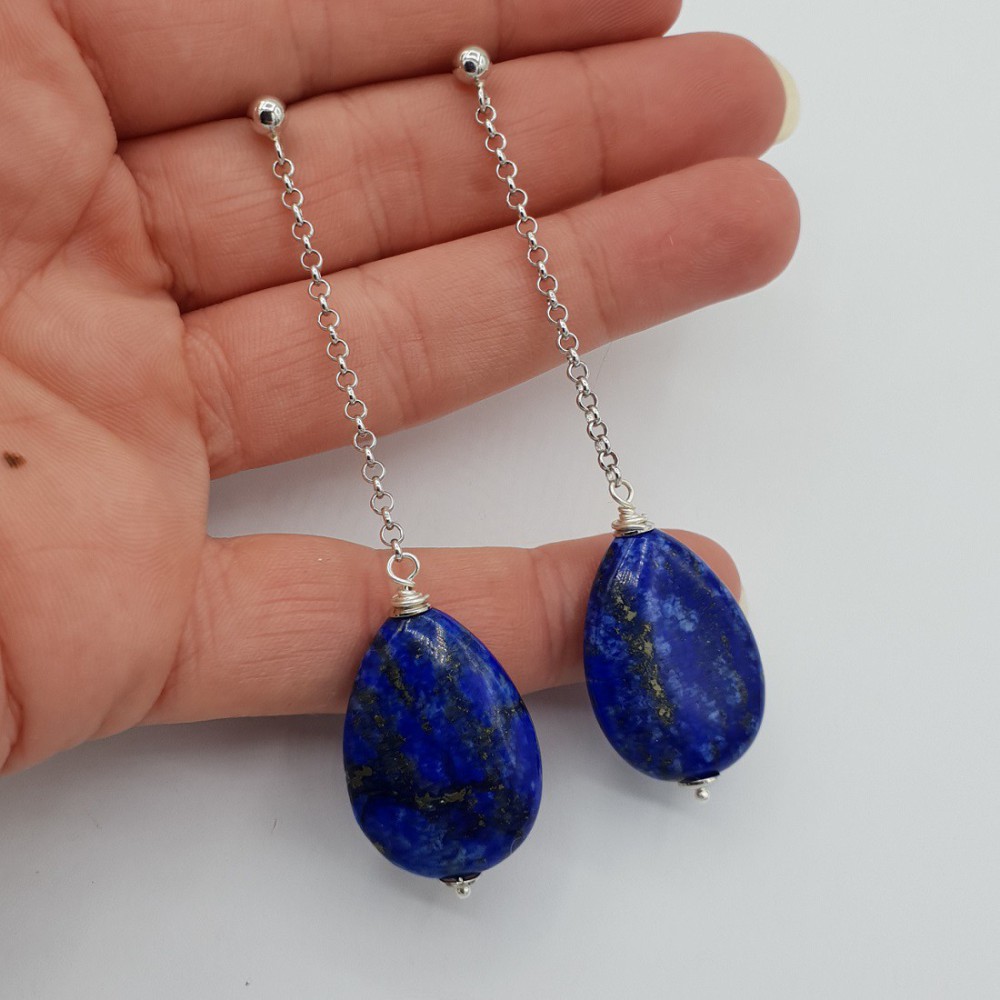 Earrings with lapis lazuli drop