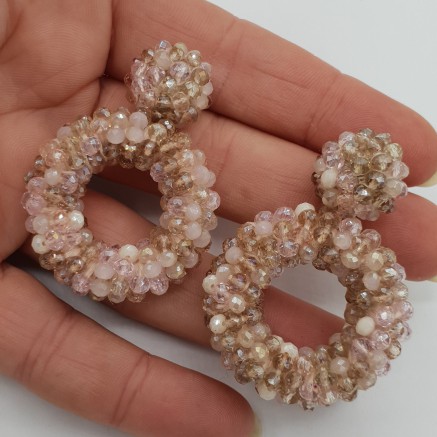 Glassberry Earrings Open Ring Pink