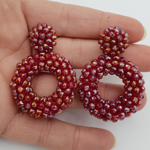 Glassberry earrings open ring red