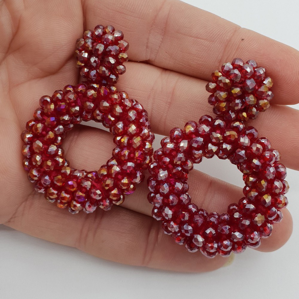 Glassberry earrings open ring red