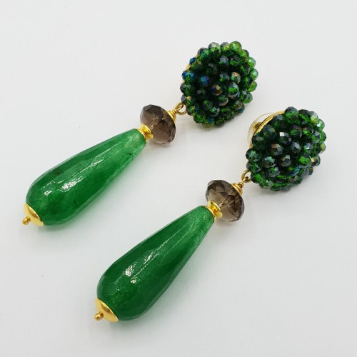 Gilded earrings with jade...