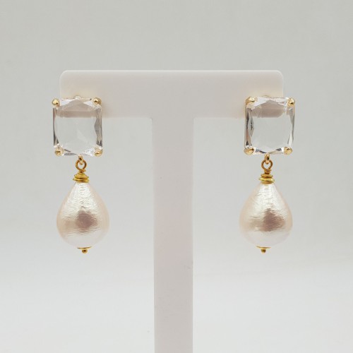 Gilded earrings with cotton...